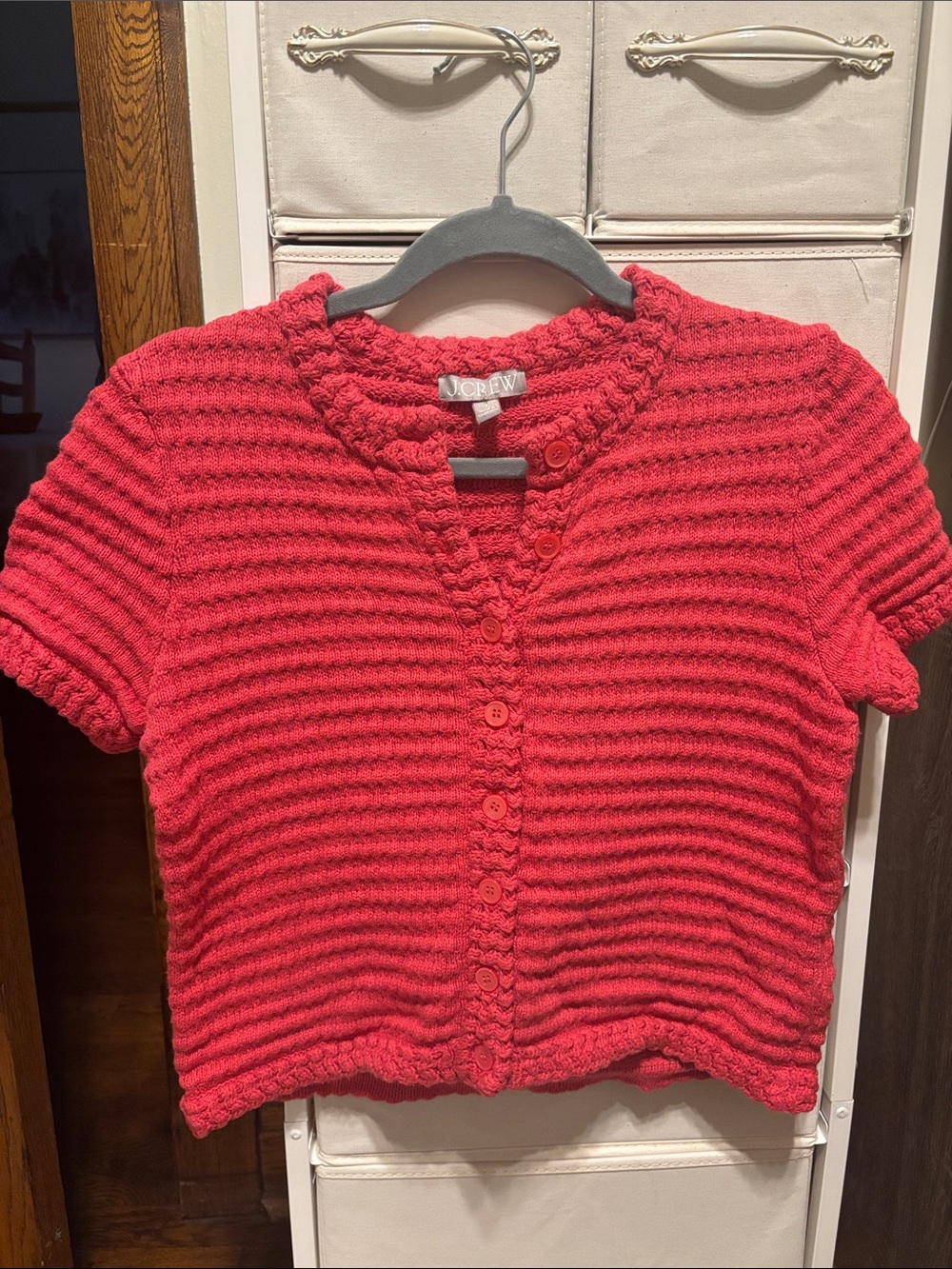 J. Crew Short-Sleeve Textured Knit Cardigan